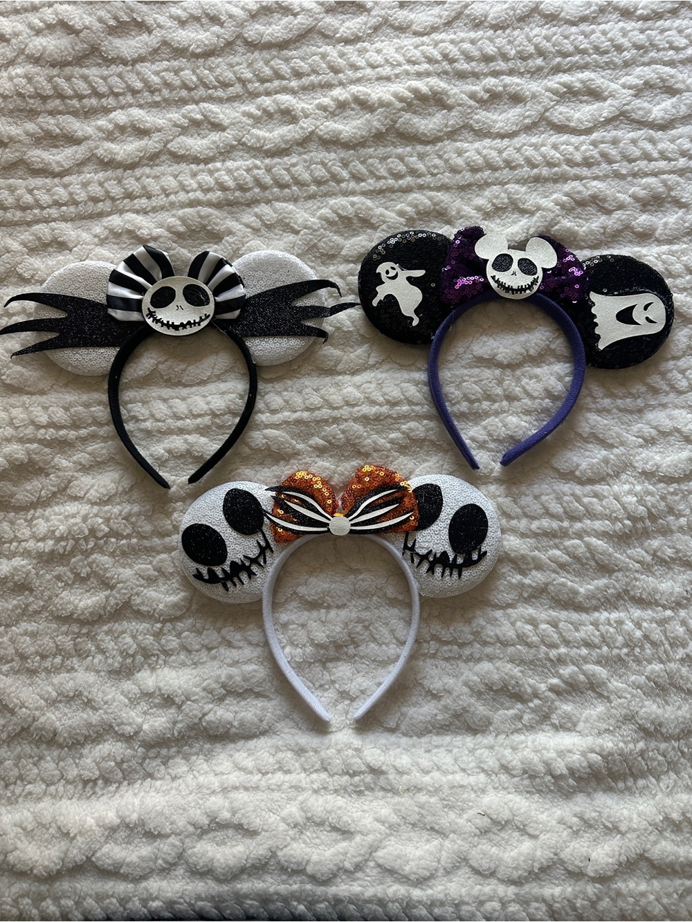 3 pack Mickey Nightmare Before Christmas Jack Skellington sequin ears